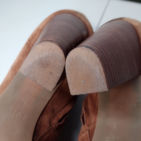 Joie Dalton Brown Suede Zipper Stacked Heel Ankle Booties Sz 11 - Picture 12 of 13